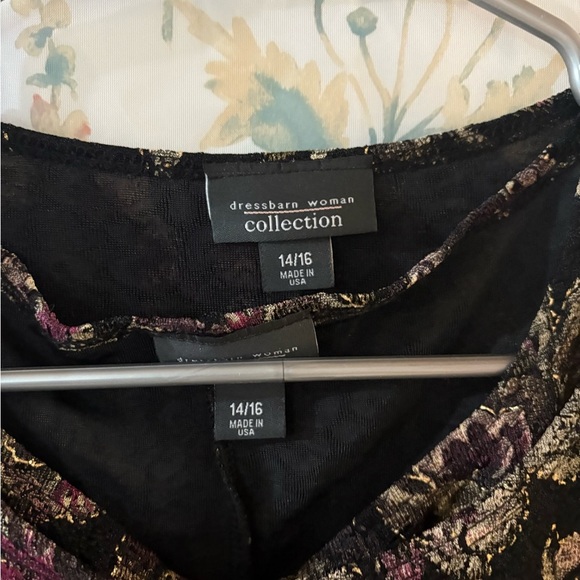 Dressbarn Black and Purple Long Sleeve Blouse with V-Neck 2 Piece set - Picture 5 of 15